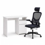 Set de birou Family Pro 100x50x74 cm cu scaun rotativ Flexo, alb-negru