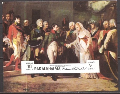 RAS AL KHAIMA 1970 PERSONALITATI FRANCEZE NAPOLEON( colita nedantelata) MNH foto