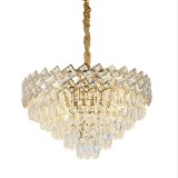Candelabru din cristal Villante auriu lucios, 10xE27, pentru living si dormitor