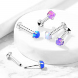 Piercing pentru buză, bărbie sau ureche, din oțel 316L &ndash; opal sintetic, 6 mm - Culoare: Albastru