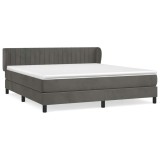 Cumpara ieftin Pat box spring cu saltea, gri inchis, 180x200 cm, catifea