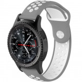 Cumpara ieftin Curea ceas Smartwatch Samsung Galaxy Watch 4, Watch 4 Classic, Gear S2, iUni 20 mm Silicon Sport Grey-White