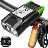 Vitezometru digital multifunc&Egrave;ional pentru biciclet&Auml; &acirc; lumin&Auml; fa&Egrave;&Auml;-spate, claxon, rezistent la ap&Auml;, ecran lcd, 5 moduri de m&Auml;surare