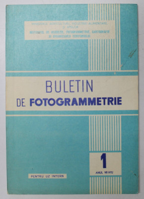 BULETIN DE FOTOGRAMMETRIE , ANUL VII , NR. 1 , 1972 foto