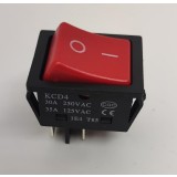 Intrerupator 4 poli 250V 30A 1 buton rosu ON-OFF cu retinere 21.7x28 mm KCD4