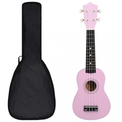 vidaXL Set ukulele soprano, cu husă, pentru copii, roz, 21&amp;quot; foto