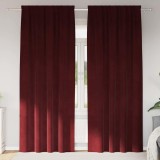 Draperii opace cu bandă superioară, 2 buc., bordo, catifea
