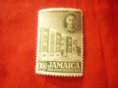 Timbru Jamaica 1945 Rege George VI , val. 10sh. verde sarniera foto