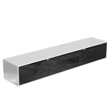 Mobilier TV lucios cu iluminare LED, design modern, 180&times;35&times;30 cm, Alb + Negru