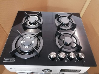 Plita incorporabila Geva Tech sticla neagra securizata , gaz , gratare fonta foto