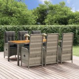 VidaXL Set mobilier de grădină cu perne, 7 piese, gri, poliratan
