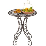 Outsunny Masă de grădină rotundă &Oslash; 85 cm, masă de terasă cu cadru metalic, greutate suportată 50 kg, pentru interior și exterior, maro | Aosom Romania