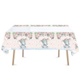 Fata de masa, flippy, din plastic, imprimeu elefanti, 180 x 108 cm, roz