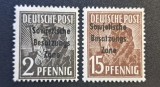 Germania (1948, Zona de Ocupație Sovietică / SBZ) - 2Pf &amp; 15Pf "Muncitori" cu Supratipar "Sowjetische Besatzungszone" (MINT / Neștampilate) CLK1, Stampilat