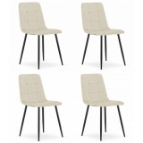 Set 4 scaune bucatarie/living, Artool, Kara, catifea, metal, bej si negru, 44.5x50.5x87 cm GartenVIP DiyLine