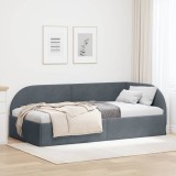 vidaXL Cadru de pat colțar cu headboard Gri &icirc;nchis 90 x 200 cm Catifea
