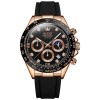 Ceas Barbatesc Olevs Negru Silicon Quartz Analog Cronograf Data, Rezistent Apa