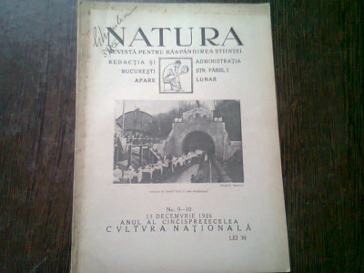 REVISTA NATURA NR.9-10/1926 foto