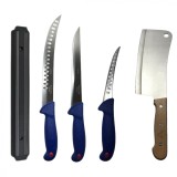 Cumpara ieftin Set profesional de macelarie, transat, injunghiat, dezosat, filetat, 3 cutite otel carbon, satar, suport magnetic