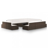 VidaXL Set mobilier de grădină cu perne, 12 piese, maro, poliratan