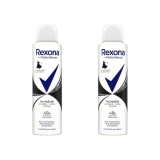 Set 2x Deodorant spray Rexona Invisible Black &amp;amp; White, pentru femei, 150 ml