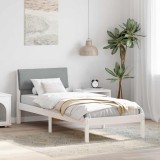 VidaXL Cadru de pat Alb și gri deschis 80 x 200 cm Lemn masiv de pin 878573
