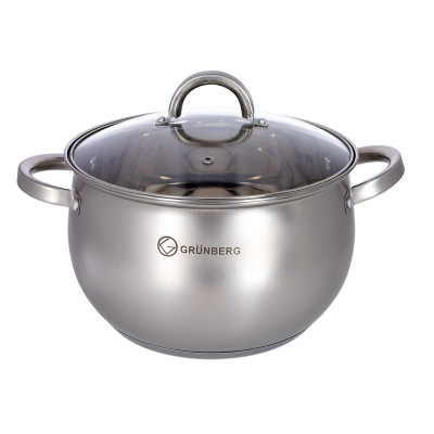 Oala din inox Grunberg, 22 cm, 5.1 l, capac sticla foto