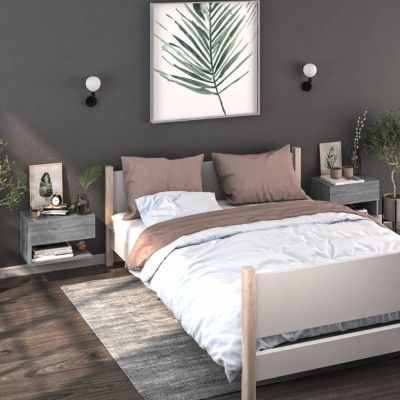 vidaXL Noptiere de perete, 2 buc., gri sonoma 816949 foto