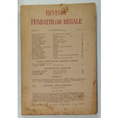 REVISTA FUNDATIILOR REGALE , ANUL X , NR. 10 , SEMNEAZA : ION PILLAT , VICTOR PAPILIAN , MAGDA ISANOS , OCTAV SULUTIU , , ETC . , 1 OCTOMBRIE , 194