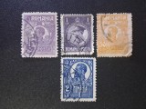 Lot 4 Timbre Rom&acirc;nia Regat Regele Ferdinand I și Regele Carol al II-lea Perioada Interbelică Ștampilate - A007