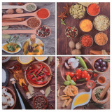 Set Tablouri Din P&acirc;nză Imprimeu Bucătărie Multicolor 80 x 80 cm 289295