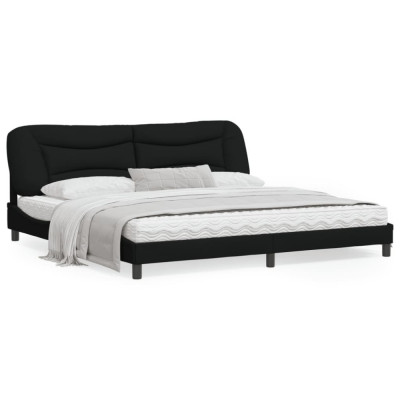 vidaXL Cadru de pat cu tăblie, negru, 200x200 cm, textil foto