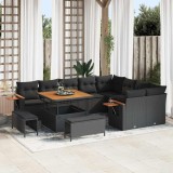 VidaXL Set de canapele pentru grădină 12 pcs Negru 100 x 100 x 71 cm