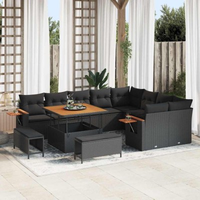 vidaXL Set de canapele pentru grădină 12 pcs Negru 100 x 100 x 71 cm 3363204 foto