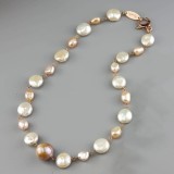 Cumpara ieftin Colier Perle Biwa Multicolore Argint 925 placat Aur Roz 50cm | Colier Damă Elegant, Bijuterie Handmade Made in Italy