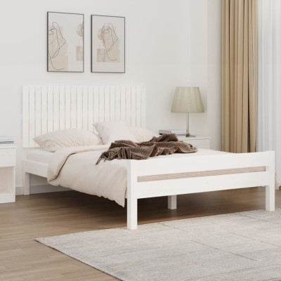 vidaXL Tăblie de pat pentru perete, alb, 140x3x60 cm, lemn masiv pin 824869 foto