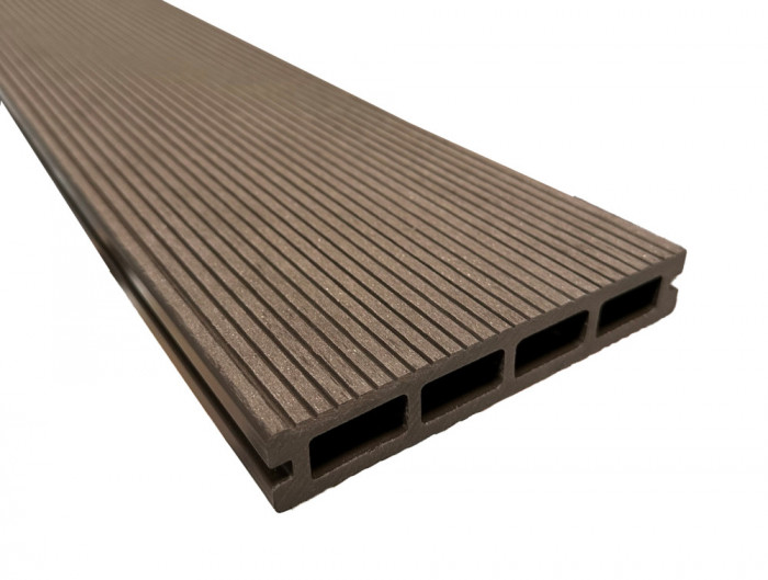 Placa deck terasa WPC 3D, tip pardoseala/dusumea WPC, 150x25 mm, maro linii periat