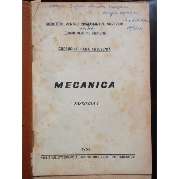 MECANICA - FASCICOLUL I