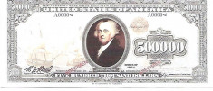 !!! RARR : SUA = FANTASY NOTE - 500.000 DOLARI 1890 (2015) , JOHN ADAMS - UNC foto