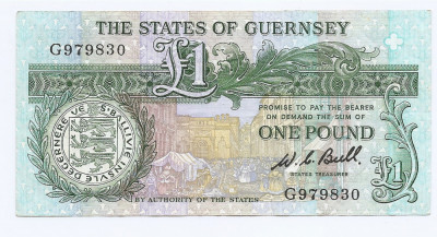 Guernsey 1 Pound ND (1980/89) - Semnatura: W. C. Bull, G979830, P-48a foto