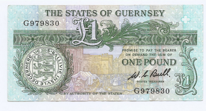 Guernsey 1 Pound ND (1980/89) - Semnatura: W. C. Bull, G979830, B11, P-48a