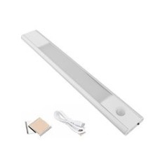 Lampă LED, senzor de mișcare, 13 LED-uri, autoadeziv, alimentare baterii, plastic, alb, 20x4 cm