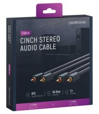 Cablu Profesional 2x RCA - 2x RCA 2m OFC cupru dublu ecaranat aurit Clicktronic 70379 foto