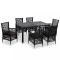 vidaXL Set mobilier de exterior, 7 piese, negru, poliratan 44087