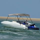 Parasolar barcă Bimini cu 3 arcuri, gri, 183x180x137 cm