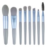 Mini set portabil 8 pensule de machiaj albastre, flippy