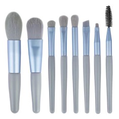 Mini set portabil 8 pensule de machiaj albastre, flippy