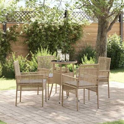 vidaXL Set de masă pentru grădină 5 pcs Bej Rattan poli 3334948 foto