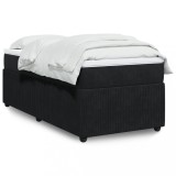 Pat Box Spring Gossi 90x190 cm, Negru, Catifea + Saltea &amp; Topper