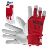 Manusi de lucru din piele de capra cu spate elastic din bumbac, manseta velcro, marimea 11, Geko G73558
